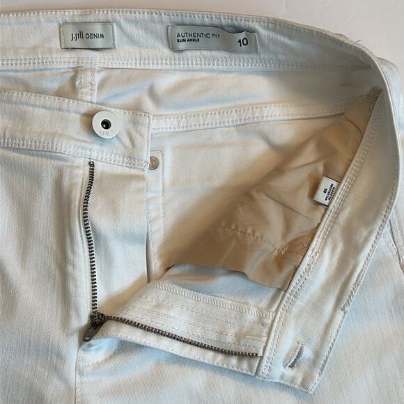 J. Jill Denim Authentic Fit Slim Ankle Stretch White Sz 10 Casual Cotton Office - Picture 6 of 12